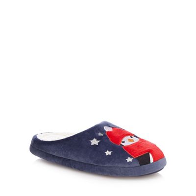 Lounge & Sleep Navy penguin print mule slippers